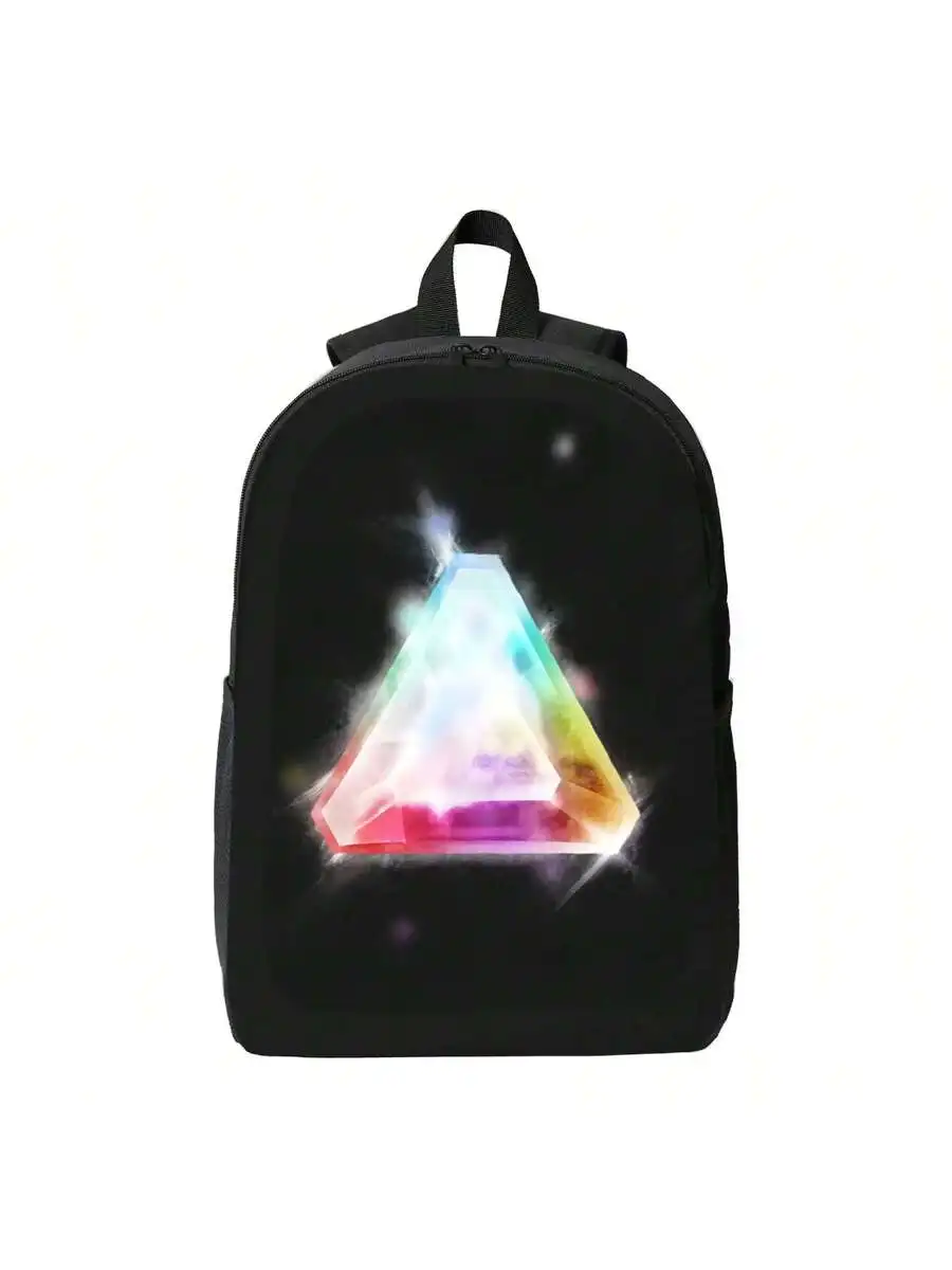 Tri-Hexagonal Prism Print Backpack Lightweight Large Capacity Unisex Adult Bag With Padded Straps And Zipper Closure
