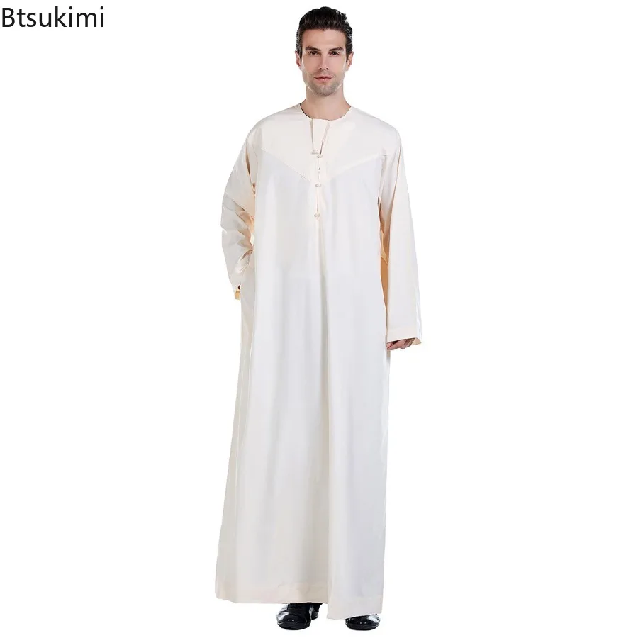 Robe musulmane à manches longues pour hommes, vêtements islamiques, Abayas, Ramadan, Jubba, Thobe, Arabie saoudite, Kaftan, Dishdash, Long Blouse, 2025