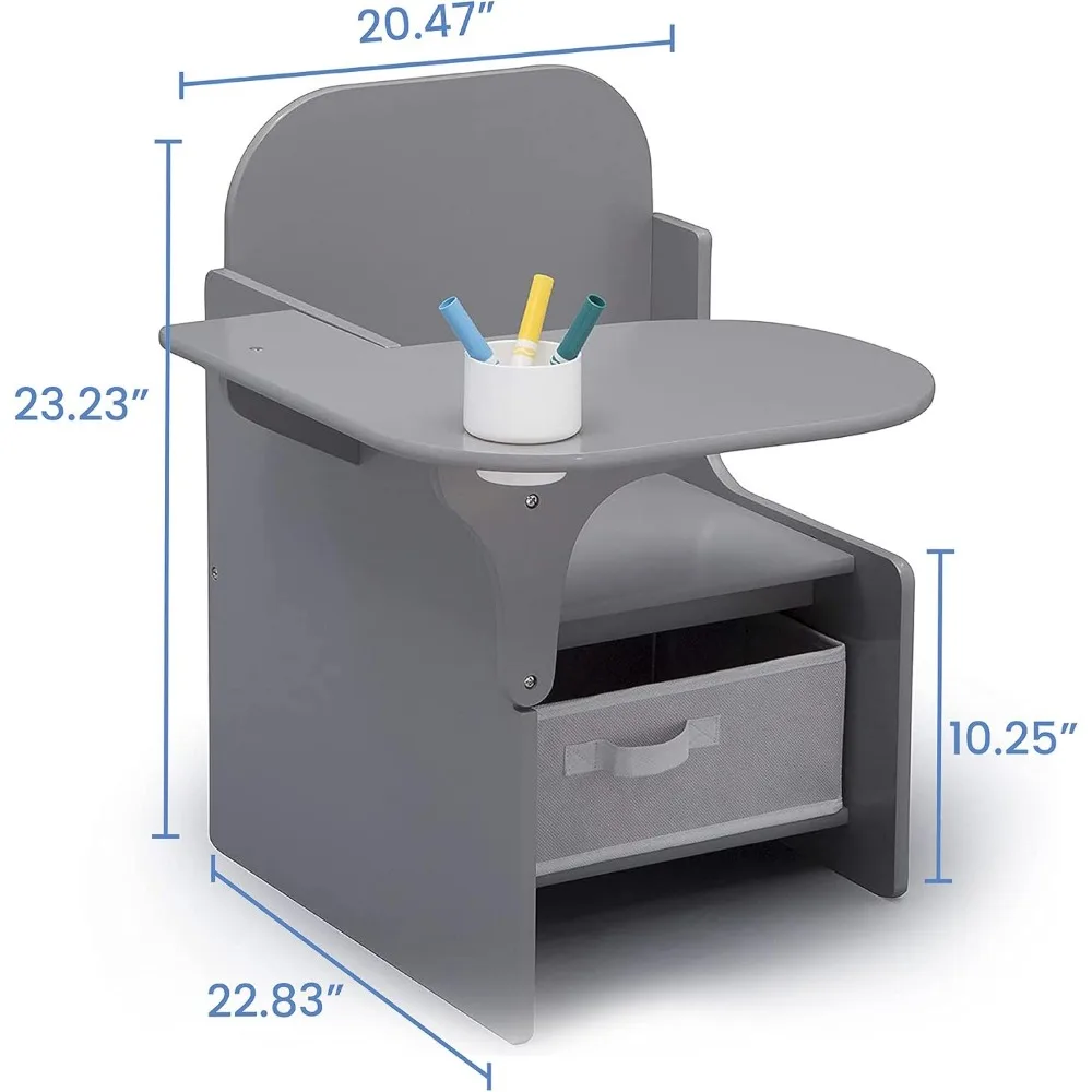 Mysize Stoel Bureau Met Opbergbak, Grijs