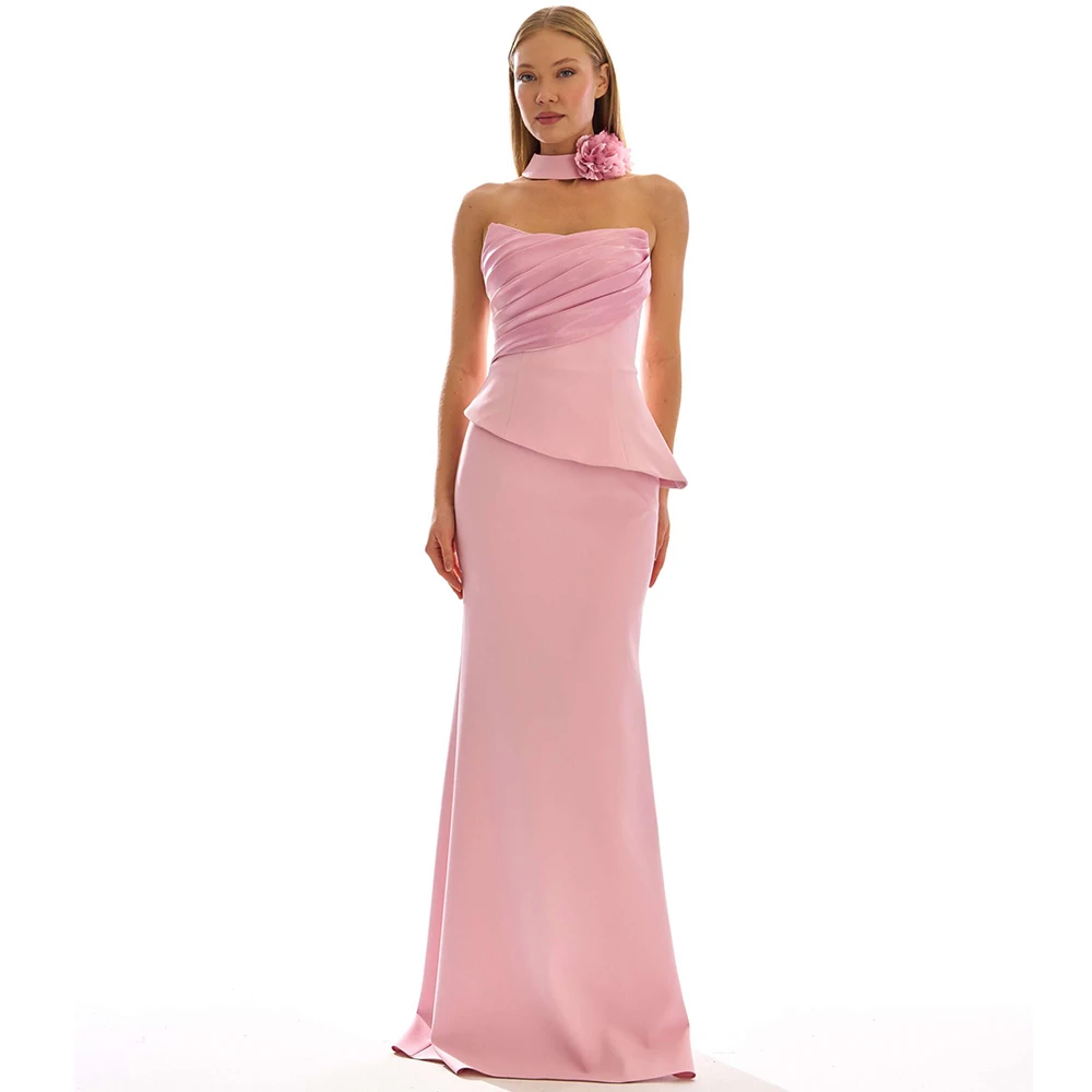 

Светло-розовые вечерние платья по индивидуальному заказу, корсет без бретелек, элегантное женское праздничное платье для свадебного гостя, длинные коктейльные платья из джерси