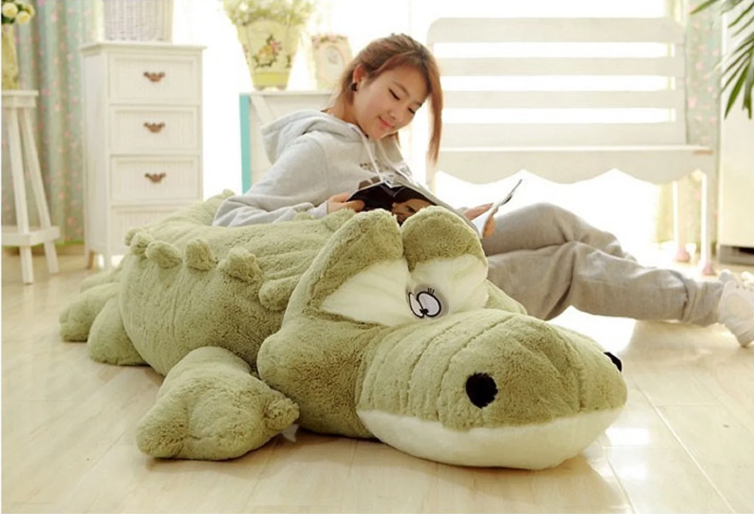 

creative big plush crocodile toy stuffed huge cartoon green crocodile doll gift about 200cm