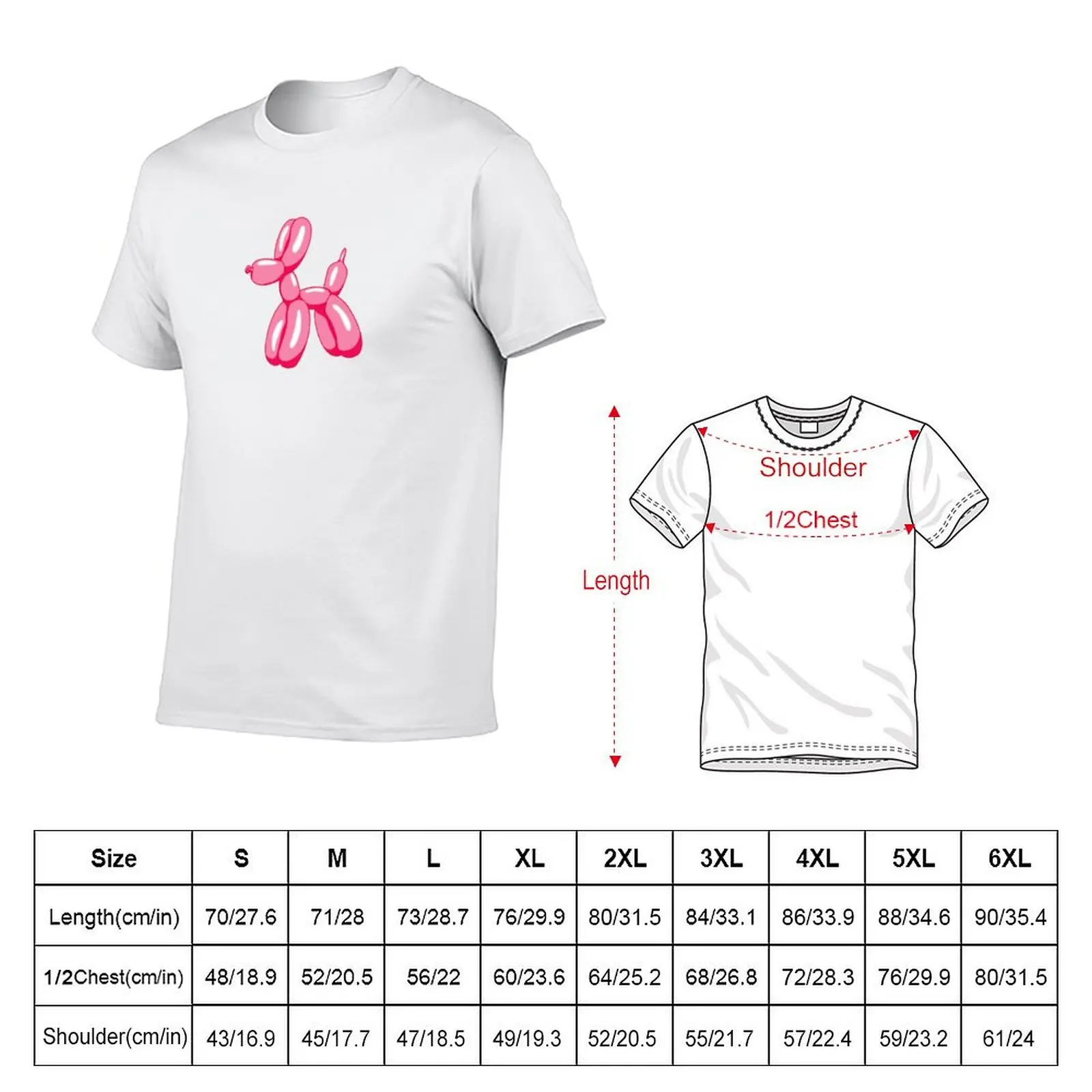 Pink Balloon Animal Dog T-Shirt Big and Tall Loose Fit T-Shirt