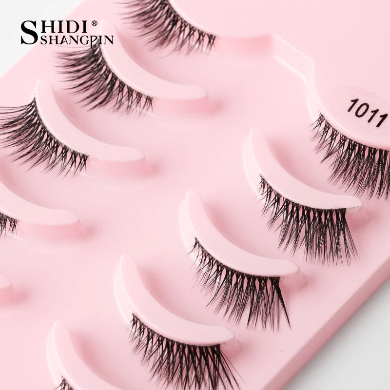 SHIDISHANGPIN 3/5 Paar halbe Wimpern, transparenter Stiel, unsichtbares Band, künstliche Nerzwimpern, wiederverwendbar, falsche Wimpern, natürlich, flauschig – Detail 28