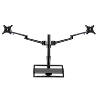 OL-10T Aluminum Dual 17-32 inch Monitor Desktop Holder+12-17 inch Laptop Holder Stand Full Motion Height Adjust Triple Mount Arm