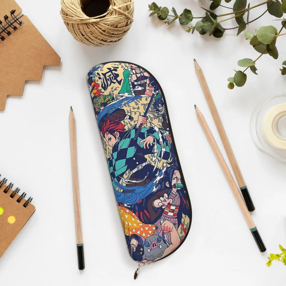 أنيمي شيطان القاتل كامادو تانجيرو مقلمة قلم رصاص الحقيبة تخزين لوازم مكتبية سعة كبيرة صندوق القلم حقيبة أقلام رصاص