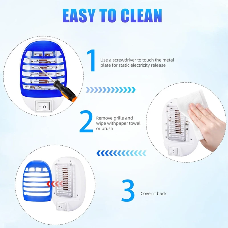 실내 LED 전기 파리채, 거실, 주방, 침실, 아기방, 사무실용 플러그인 모기 킬러 램프 썸네일 3