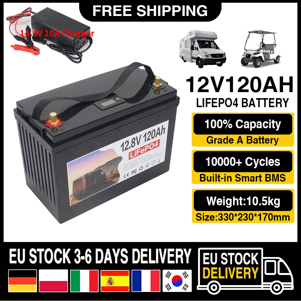 12V 100Ah 120Ah 150Ah LiFePO4 Lithium Iron Phosphate Battery Built-in BMS For Replacing Most of Backup Power Home Energy Storage