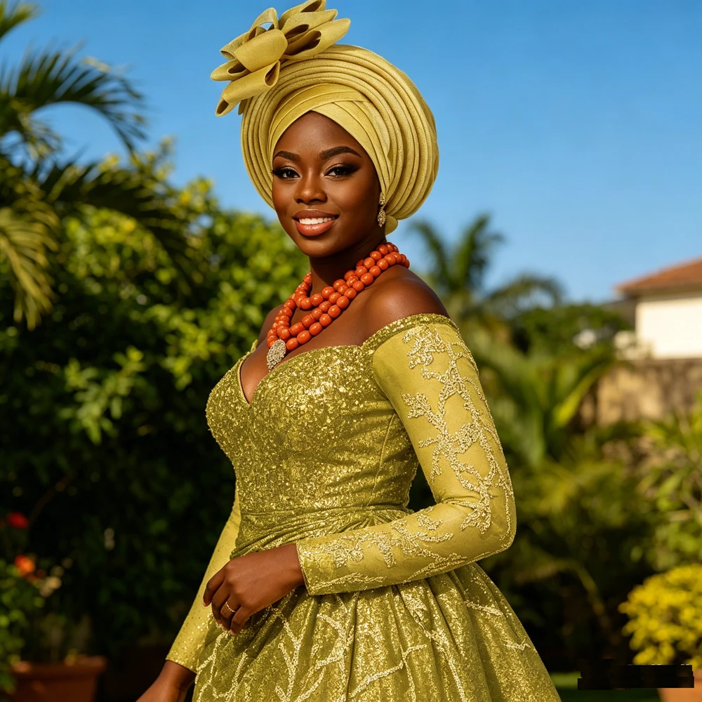 

Nigeria Aso Oke Headtie Already Made Flower Cap African Auto Gele Wrapper Scarf For Women Wedding Party Head Wrap Headgear Mujer