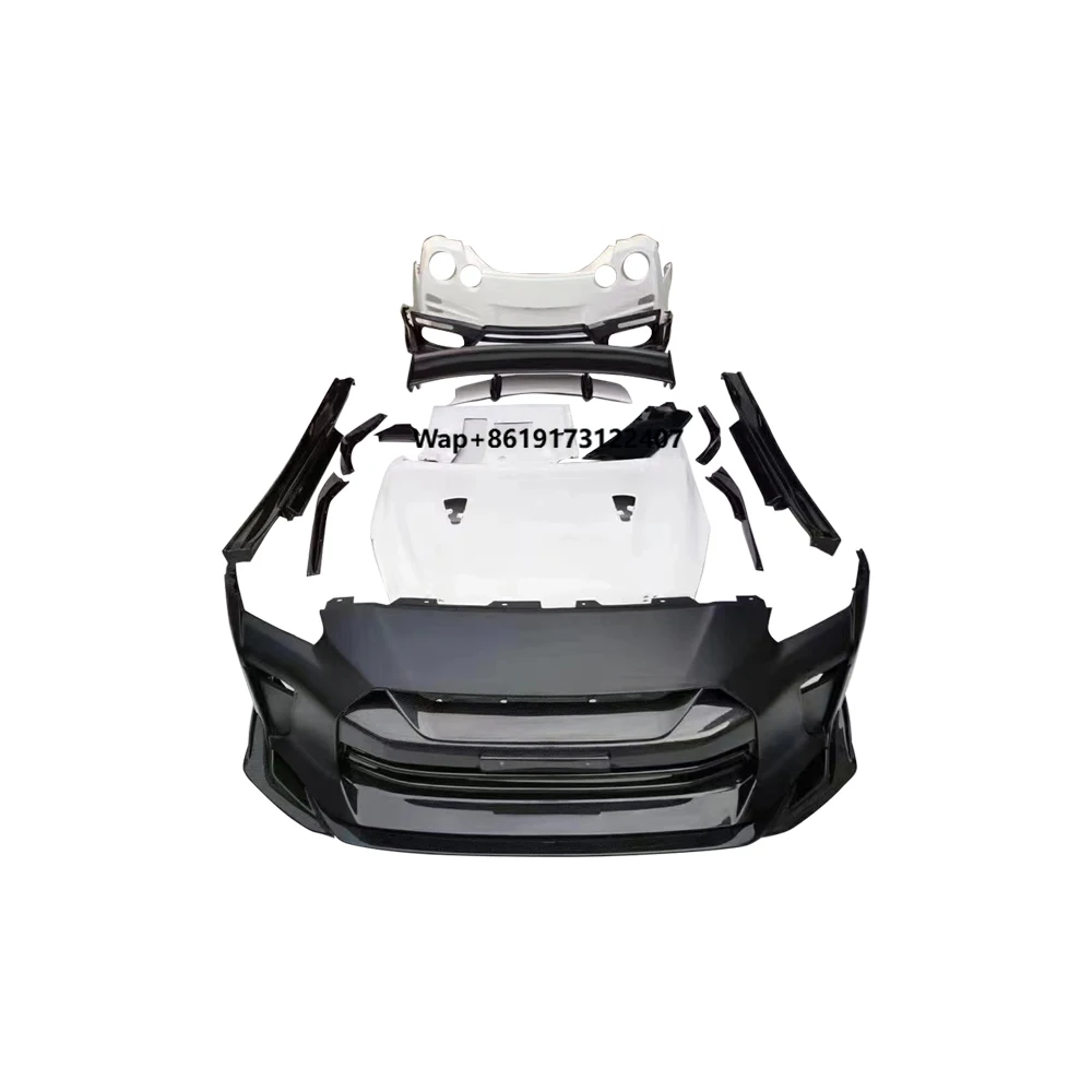 High Quality Top-secret Style Carbon Fiber Body Kit Bumper Fenders Side Skirts Spoiler Diffuser Hood for  GT R35