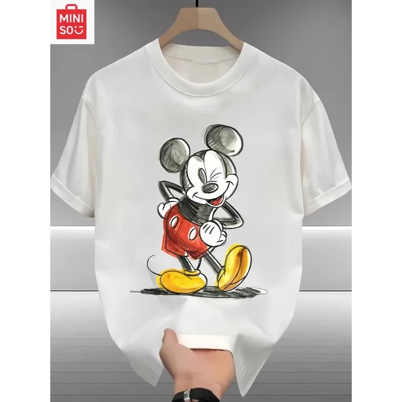 

The Latest Hot-selling Disney Authorized Mickey Short-sleeved Fashion Loose Men's and Women's Same Round Neck Cotton T-shirt