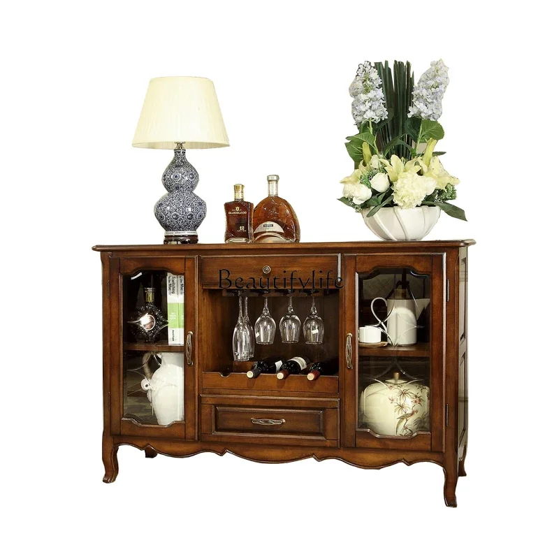 

*American-style Solid Wood Living Room Tea Cabinet Dining Room Storage Double-door European-style Storage Cabinet