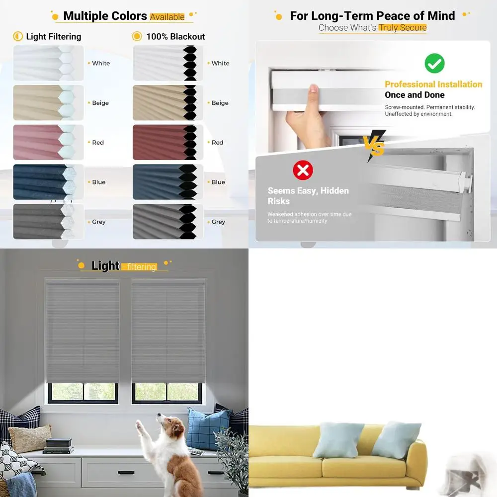 

Беспроводные сотовые светофильтрующие шторы, 34x36 дюймов, белые, для окон, внутреннего и наружного монтажа