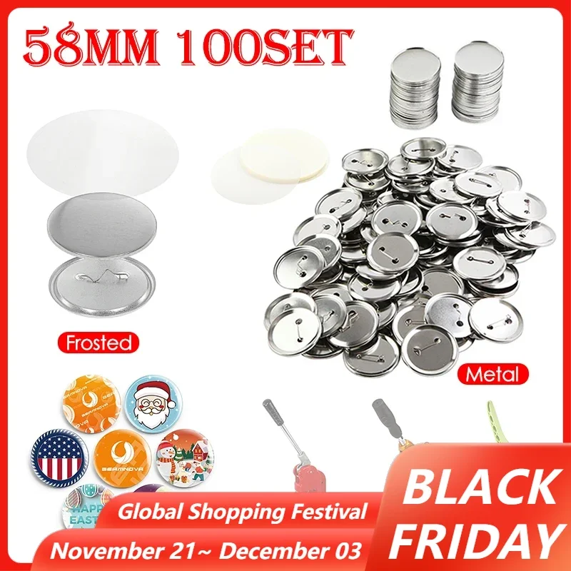 Badge Pin Button Making Parts 100Set 58mm Round Badges Materials for Button Maker Press Machine Art Crafts DIY Making Badge