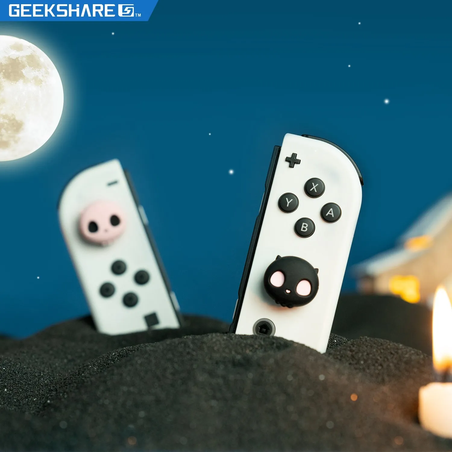GeekShare-Tapas de Joystick para Switch, cubierta Oled Joy-con, bonita, con forma de corazón, Calavera, Switch Lite, Thumb Grips, accesorios para Nintendo Switch
