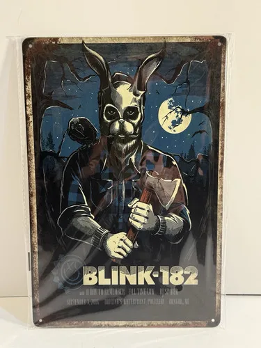 Blink 182 Rabbit Concert Logo Blechschild, Man-Cave-Dekor, Album-Cover-Kunst, Aluminium-Blechschild