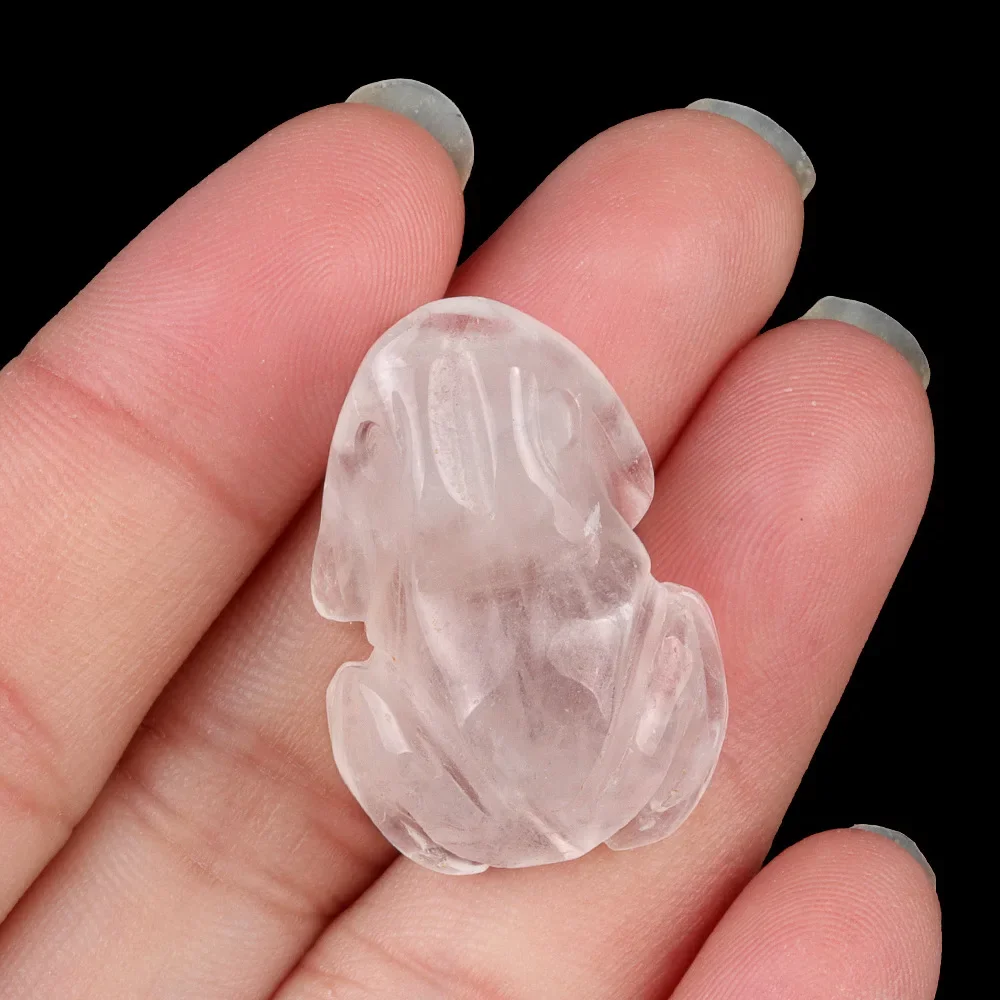 1 Inch Mini Size Natural Chakra Quartz Tiger Eye Stone Carved Crystal Reiki Healing Frog Statue Animal Figurine Home Decoration