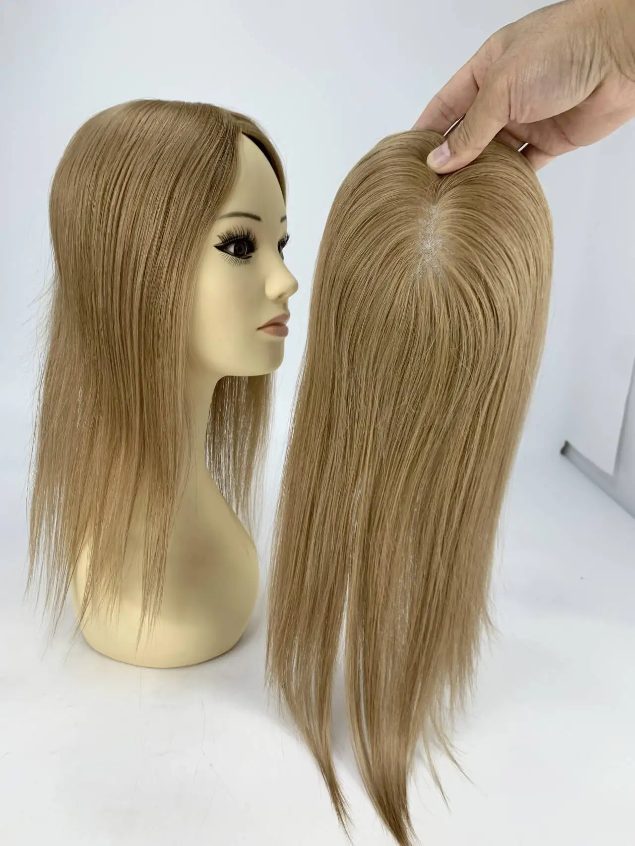 100% Human Hair Topper Swiss Lace Mono Base Hand-Tied Wig | Ultra Breathable Clip-in Hairpiece |Virgin Hair Bulk Order