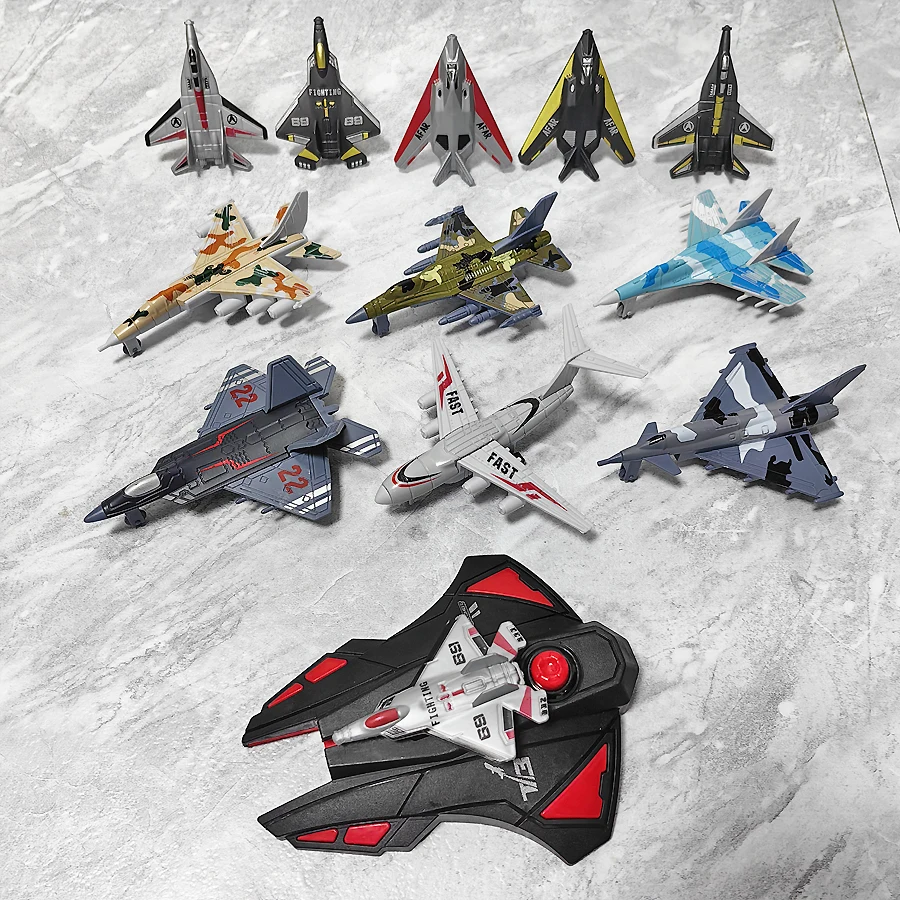 Black transmitter+6 planes, 6 metal fighters, outdoor interactive toys for boys and girls, holiday party gifts, birthday gifts