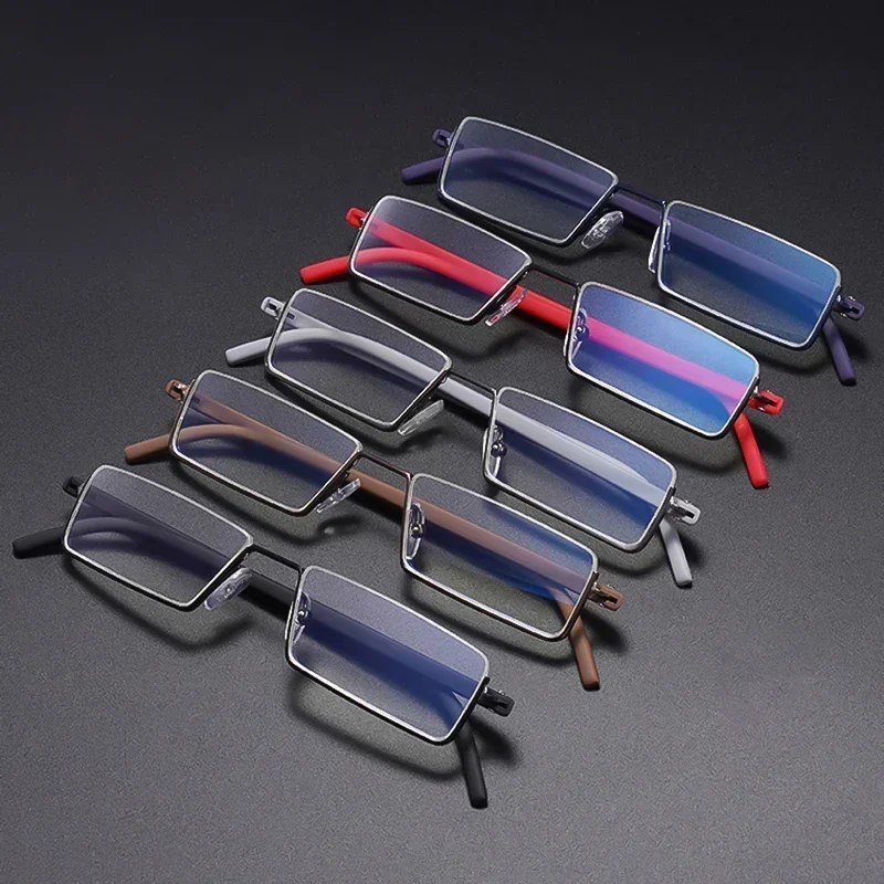 Unisex TR90 HD Prescription Eyeglasses with Case Vintage Square Frame Reading Luxury Glasses Anti-Blue Light Presbyopia Eyewear