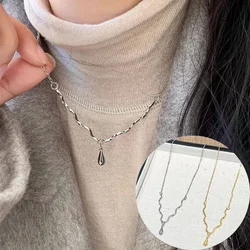 Подвеска На Шею New in Vintage Glossy Water Droplet Necklaces Light Luxury Laziness Irregular Tassel Collar Chain Fine Jewelry