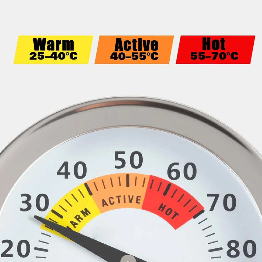 Flower Compost Thermometer with 1pc Metal Probe and Protective Silicone Band for Accurate Temperature Tracking