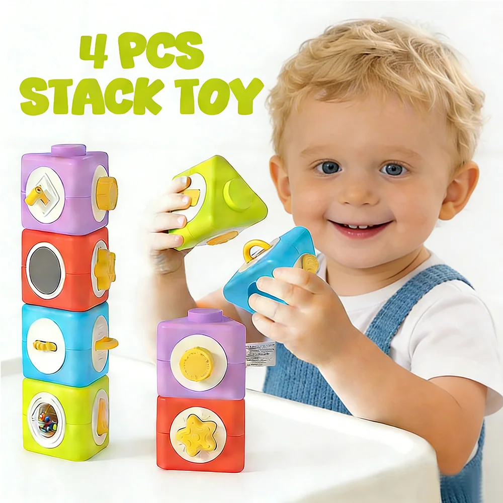 Colored Triangle Stacking Toy for Bbay,Educaitonal Shape & Color Recognition Activity Toys