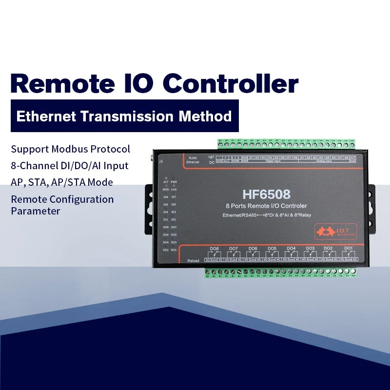 HF6208 HF6508 WIFI RJ45 Modbus RTU Serial Converter Mqtt Tcp Ip Iot Gateway 8AI 8DI 8DO IO DTU Two-way Transparent Serial Server