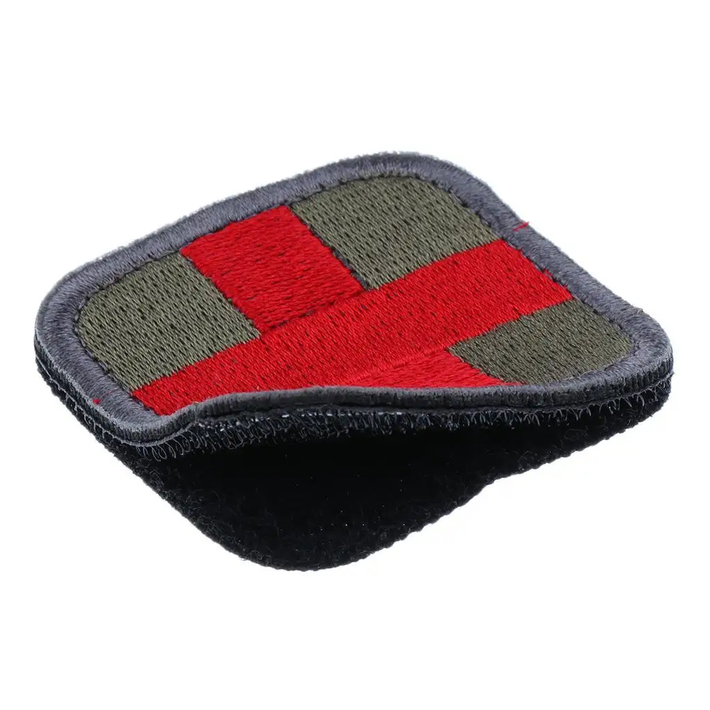 2 x 2inch Embroidery Sew On Hook & Loop Medic First Aid Red Cross Patches