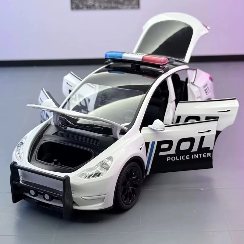 

1:24 Модель Y SUV Alloy Police Новая энергетическая модель автомобиля Литые под давлением металлические автомобили Модель автомобиля Звук и свет Моделирование Детская игрушка в подарок