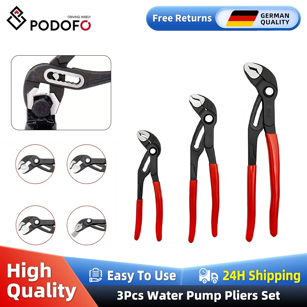 Podofo 3PCS Ultra-Sottile 7/10/12 Pollici Multifunzionale Mini Pompa Morsetto Piccolo Tubo Pinze Chiave A Mezzaluna Senza Pulsante Chiave Strumento