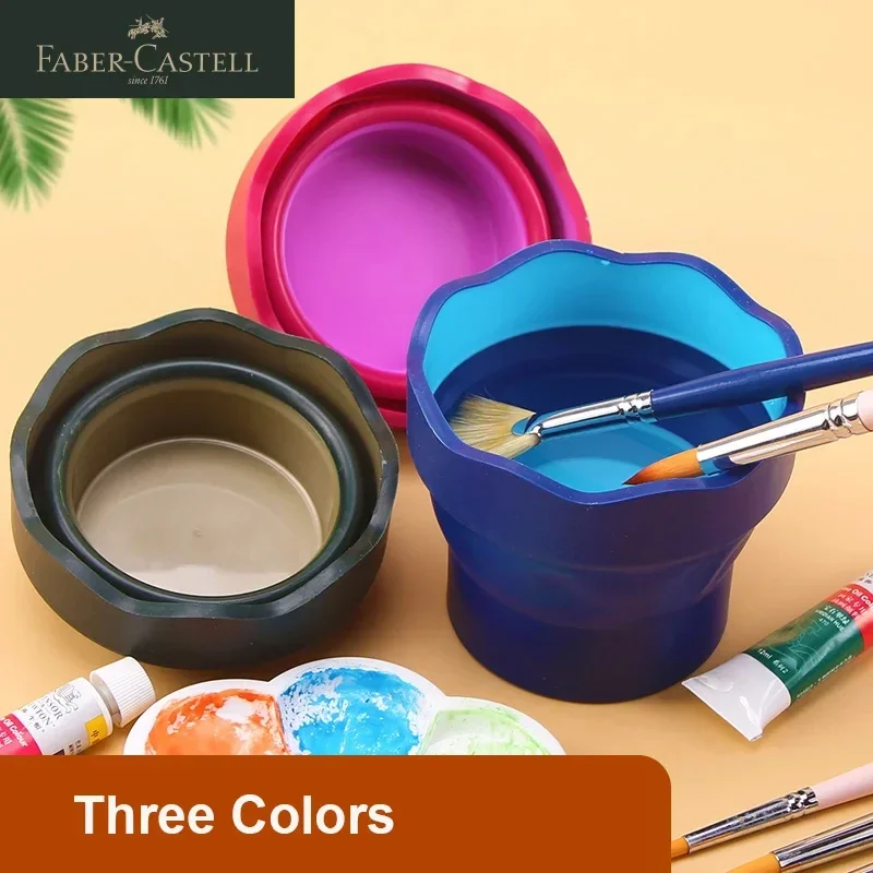 Faber Castell Washing Bucket Portable Scalable Telescopic Watercolor Paint Art Wash Pen Cup Folding Brush Washer Painting Art