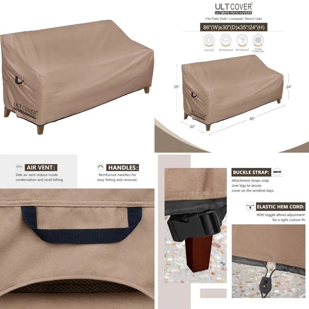 

ultcover waterproof outdoor sofa cover - heavy duty patio bench covers 86w x 30d x 35h inch