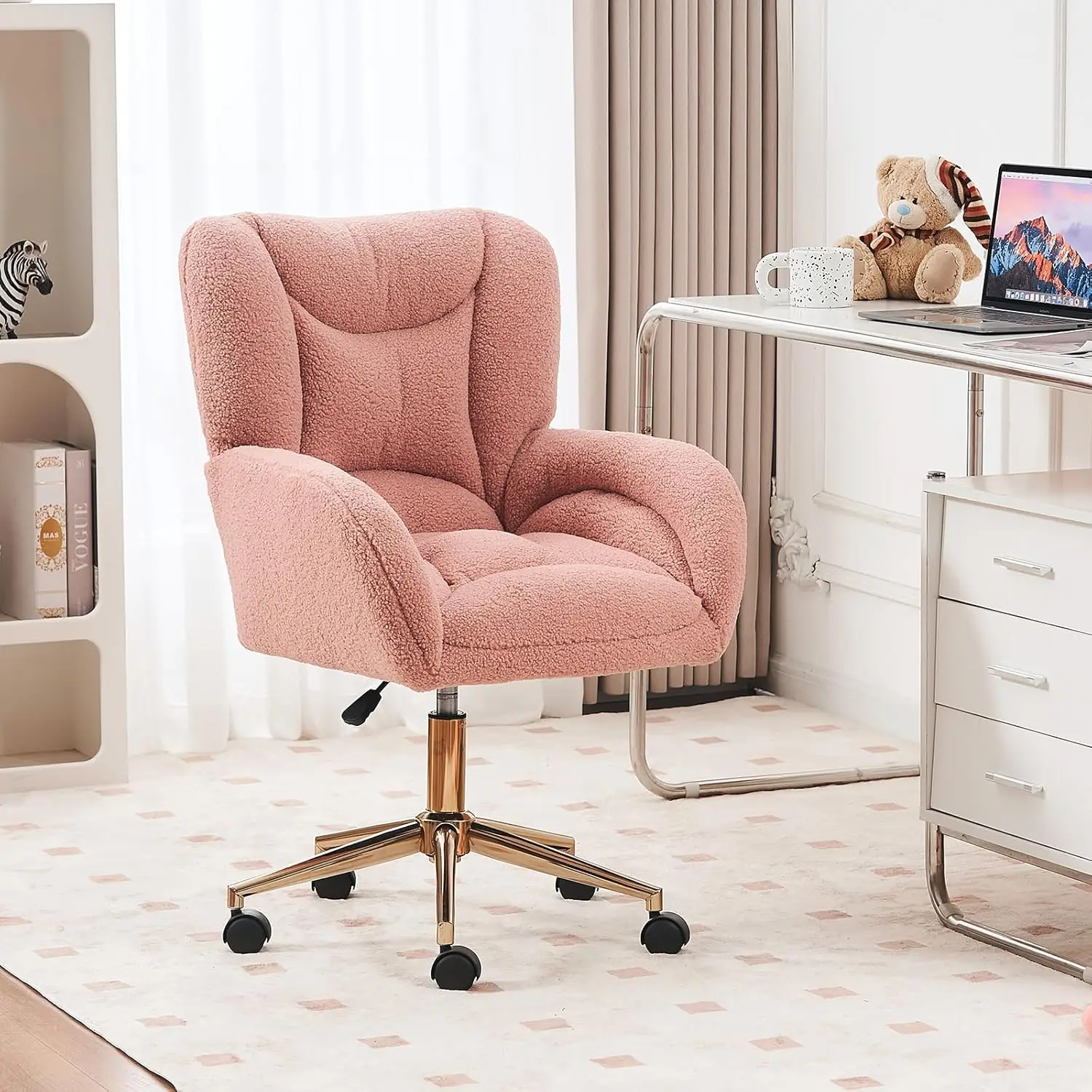 

Swivel Office Desk Chair With Wheels Upholstered Desk Modern Armchair Height Adjustable Computer Task Chair, Customized