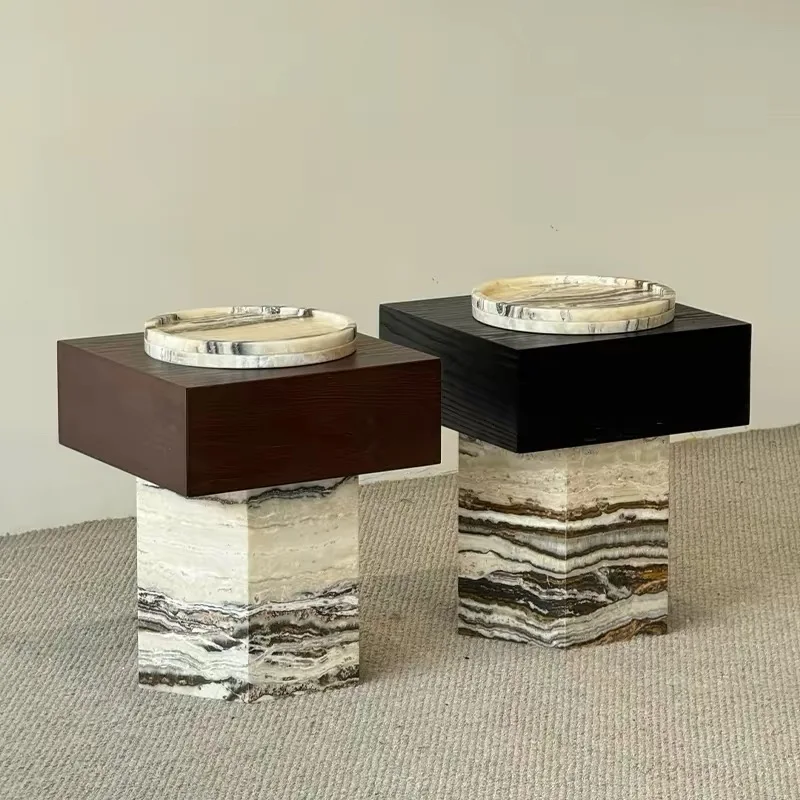 

Modern marble low table coffee table luxury natural stone side table suitable for apartment villa hotel living room bedroom