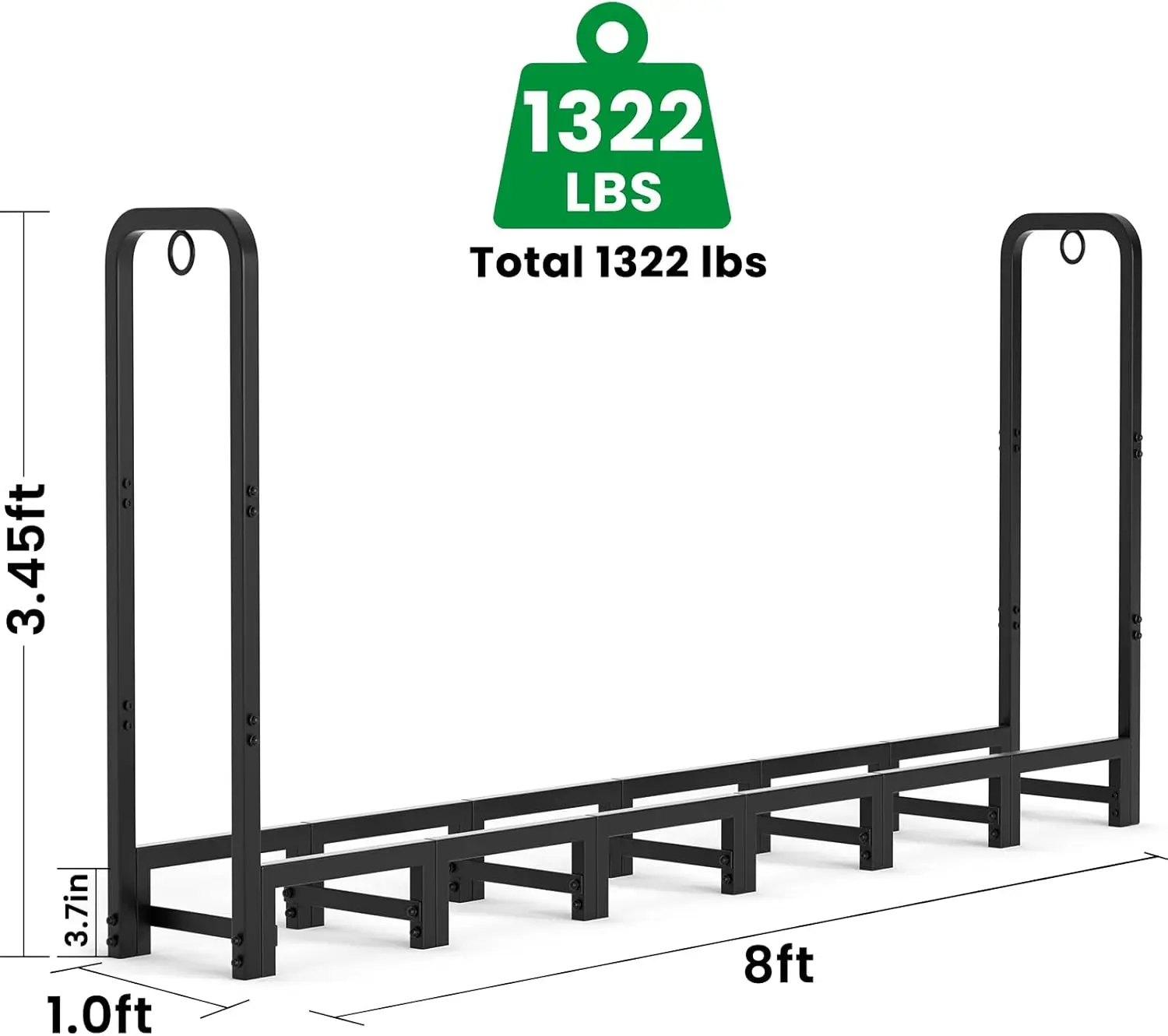 gabeli Garden & Home 8Ft Firewood Log Rack Outdoor Indoor Log Holder Fireplace Heavy Duty Wood Holder Stacker Patio Pit