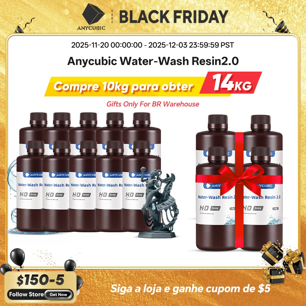 

ANYCUBIC Water-Wash 10KG 3D Printer Resin Water-Washable High Precision Low odor And Low Viscosity for LCD 3D printer Photon