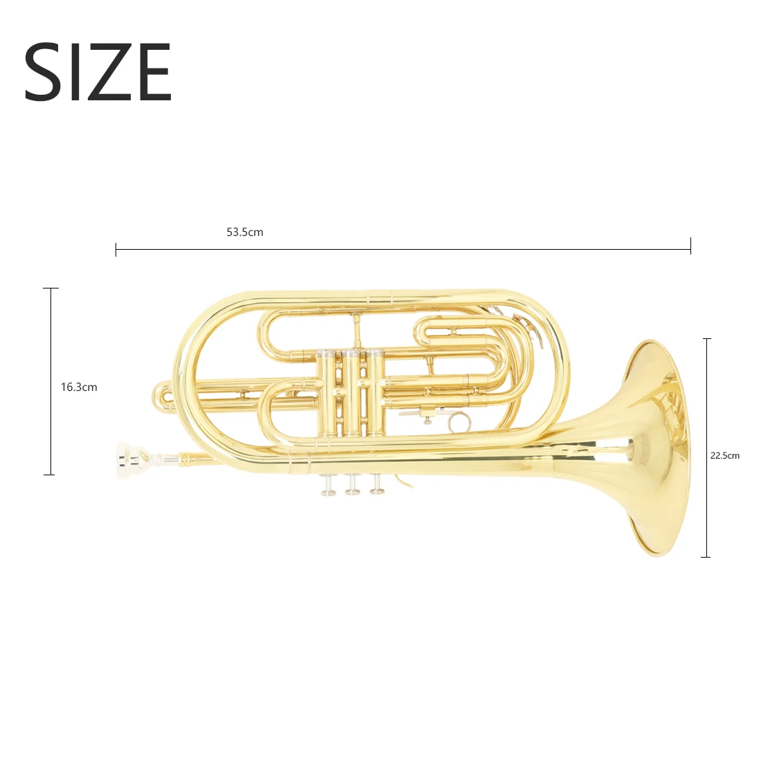 Marching French Horn Bb Brass Body Gold Upright Mellophone French Horn Lead-Free Welding&Enlarged Bell with Bag Great for Band