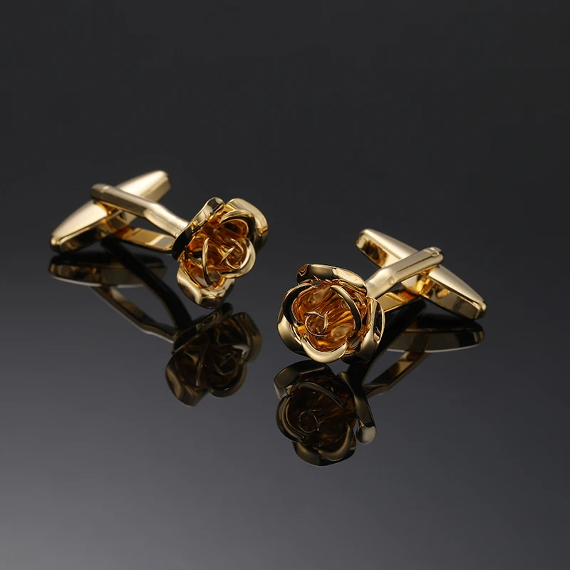 أزرار أكمام للقميص الفرنسي للرجال ، ورود الحب الحلوة ، برسيم الحظ ، أوراق القيقب ، إكسسوارات بدلة العمل ، مجوهرات رومانسية ، زر الكفة #6