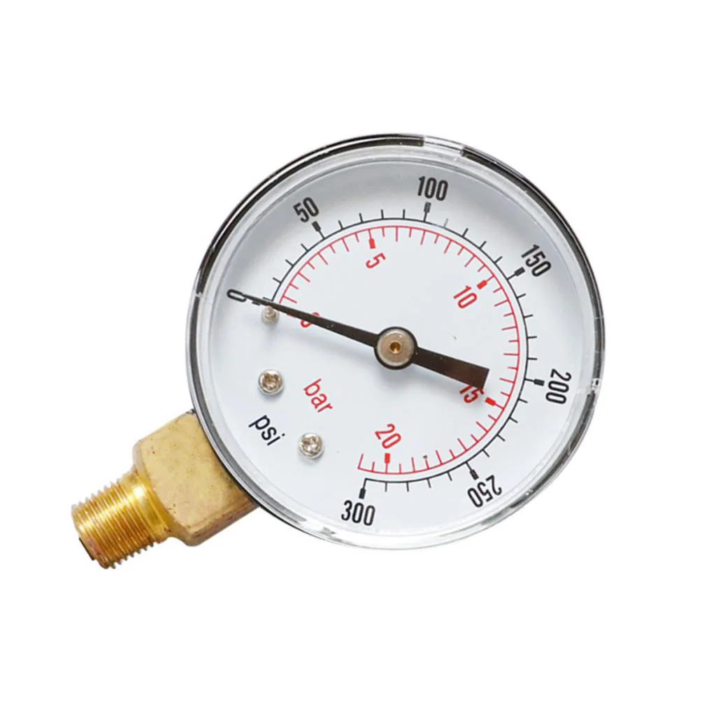 Oil Pressure Gauge TS-Y504 Series 0-300psi 1/4BSPT Metal Pressure Meter for Hydraulic Water Air Testing Industrial Use