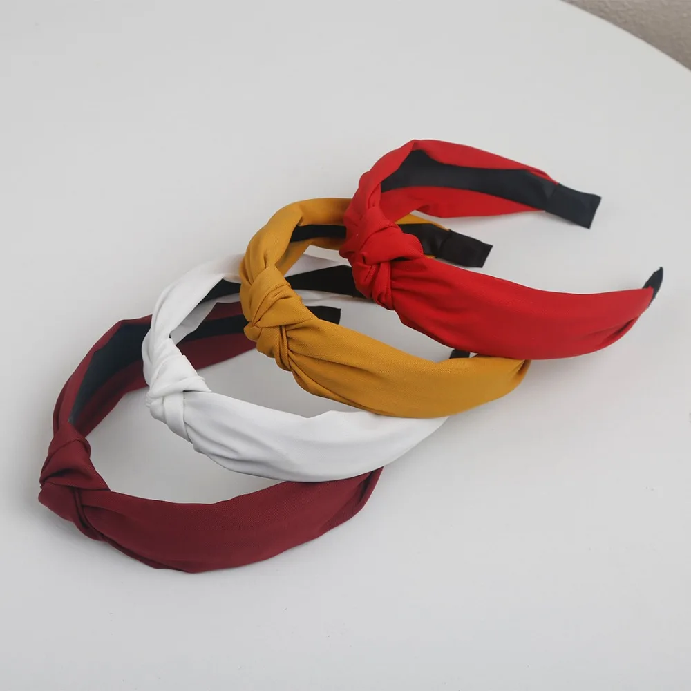 New Solid Color Cloth Headband Simple Hundred Lap Wide Edge Knot Hair Band Hair Accessories Woman