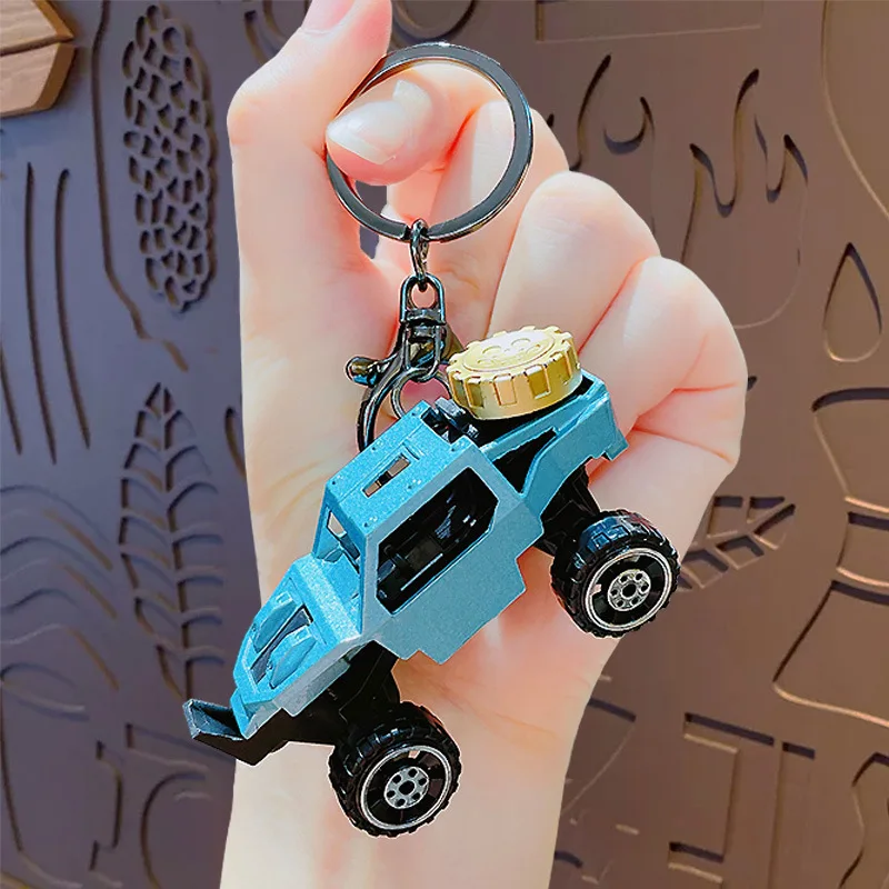 Simulação liga mini legal buggy brinquedo chaveiro pingente dos desenhos animados puxar para trás carro realista fora de estrada veículo inércia carro menino presente