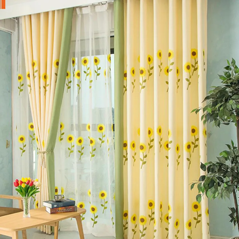 

Sunflower Towel Embroidered Cartoon Embroidered Curtain Cloth Window Screen Wholesale Children's Curtains