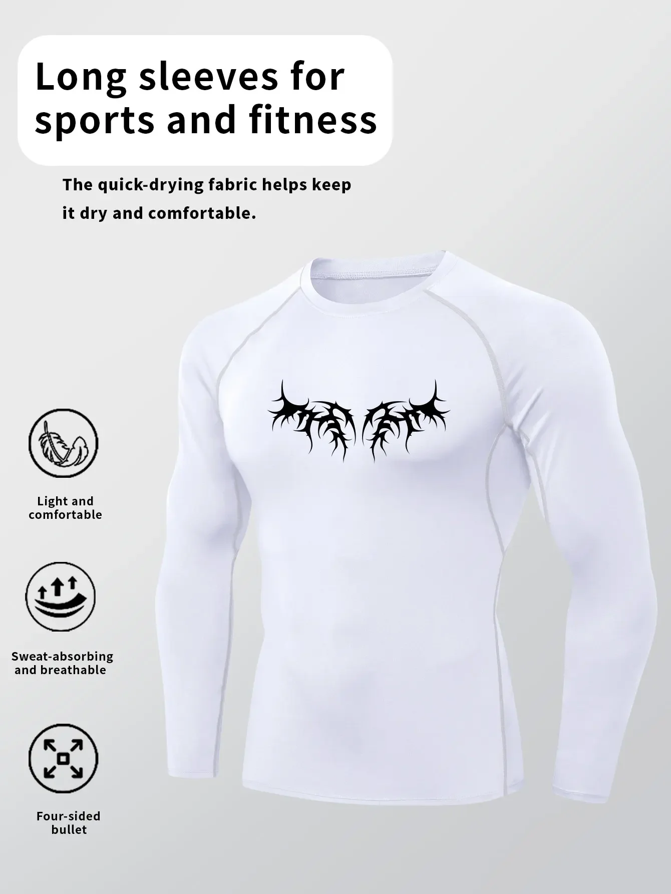 

Men's gym tops, tight long-sleeved compression shirts, moisture-wicking and sweat-wicking performance tops for bodybuilding