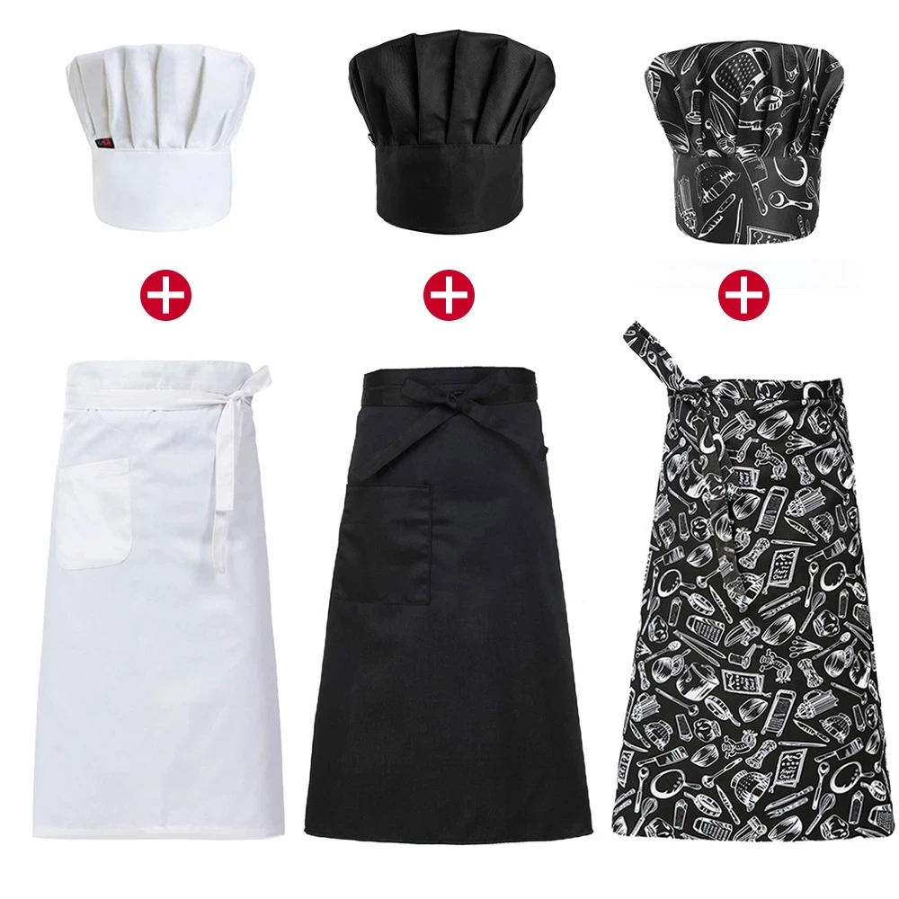 Conjunto uniforme do Pinafore do cozinheiro chefe, Cozinhando avental, Restauração tampão, Chef do hotel, Restaurante, Cozinheiro da cozinha, Trabalho avental, Padaria, Café, Mulher, Chapéu do garçom