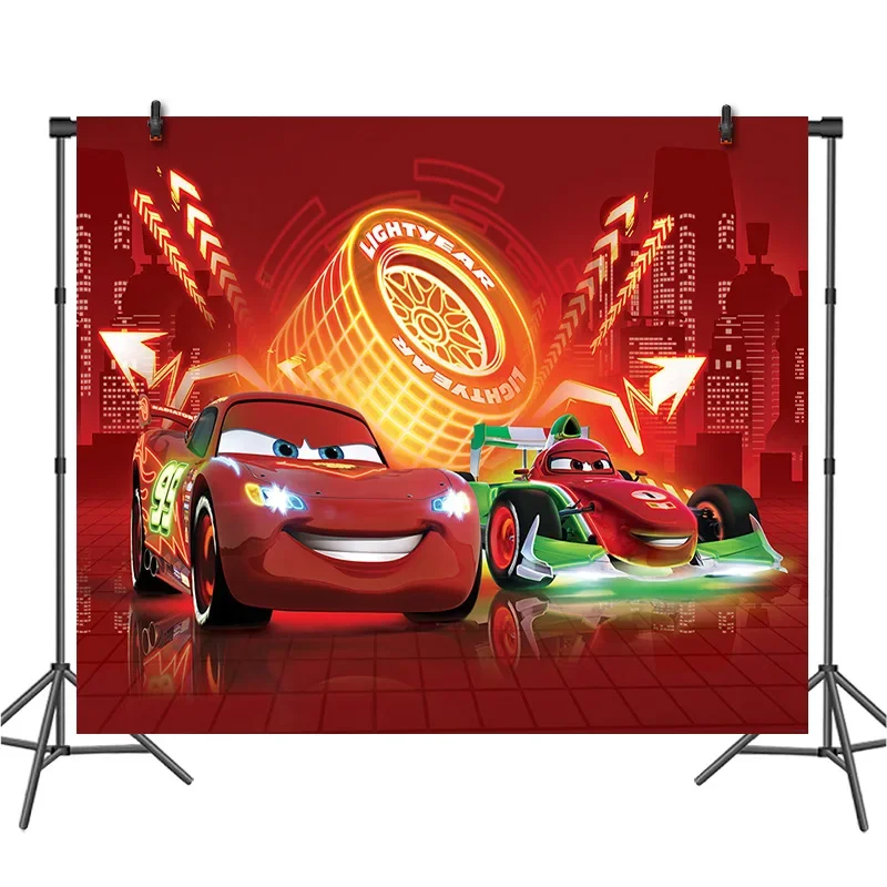 Disney Cars Mcqueen Backdrop Photography Vinyl Backdrops Birthday Party Decoration Christmas Background for Photo Studio NO DIY