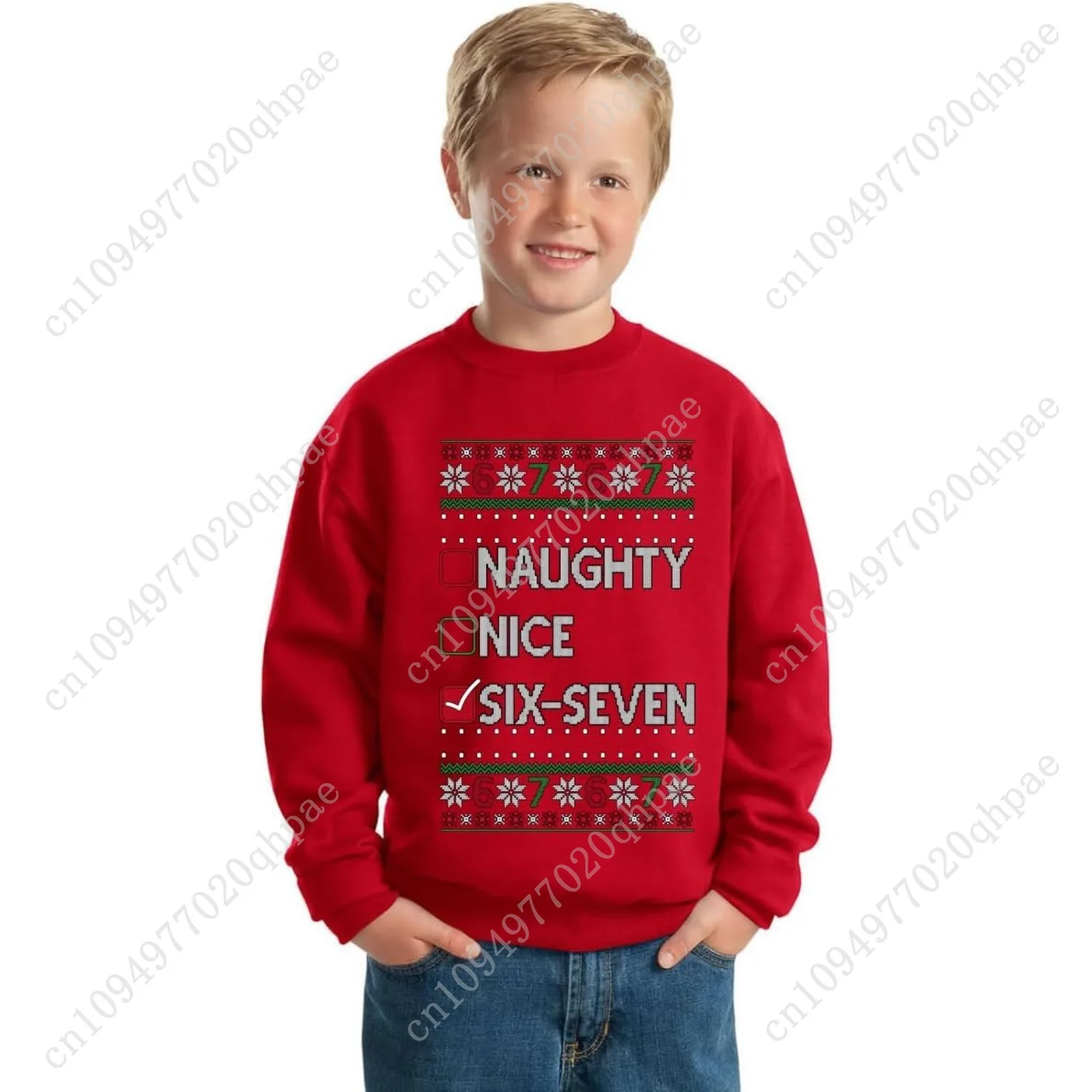 البرية بوبي 67 سترة عيد الميلاد القبيحة لطيفة شقي 6-7 ميمي ستة سبعة للجنسين بنين بنات Crewneck البلوز #3