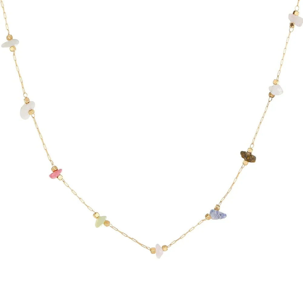 新しいトレンディなかわいい甘い天然石ネックレス女性女の子夏シンプルなクリスタル鎖骨チェーンチョーカーファッションジュエリーギフト