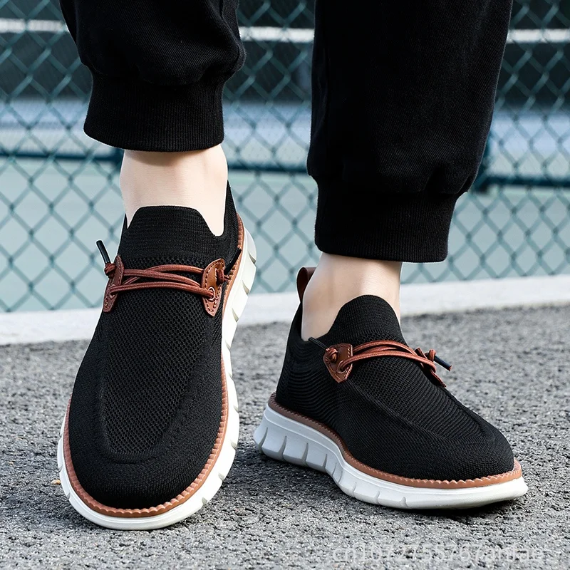 

Men's Breathable Casual Sports Shoes Summer New Style Large Size Soft Elastic Net Cloth Lightweight Business Trendy Shoes