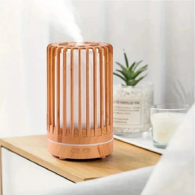 Humidificador de aire ultrasónico USB, máquina de aromaterapia, jaula de pájaros, difusor de aceite esencial con luces nocturnas coloridas