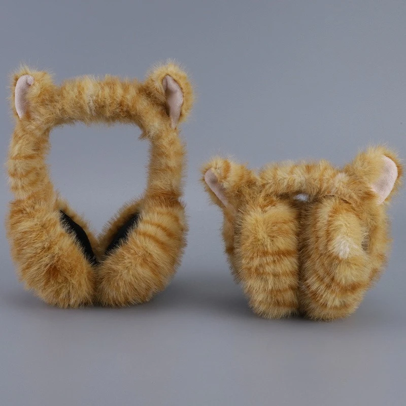 Anjj Cat Style Earmuffs Fashion Funny Leopard Print Soft Plush Ear Muffs Winter Warm Ear Protect Cosplay Clothing Accessories
